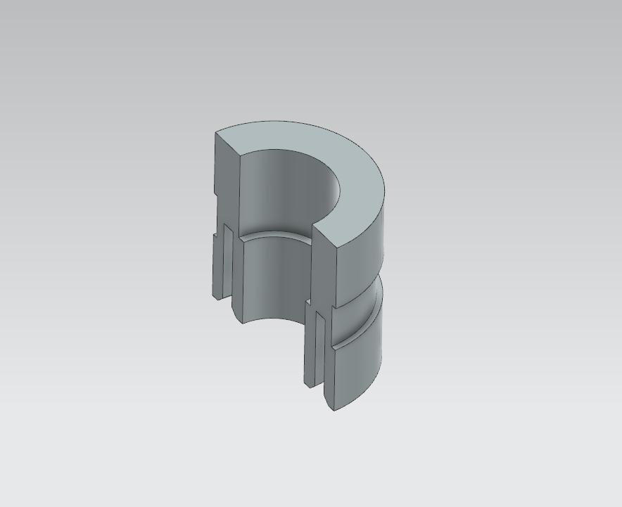 CAD model of a two-piece cylindrical pipe coupler